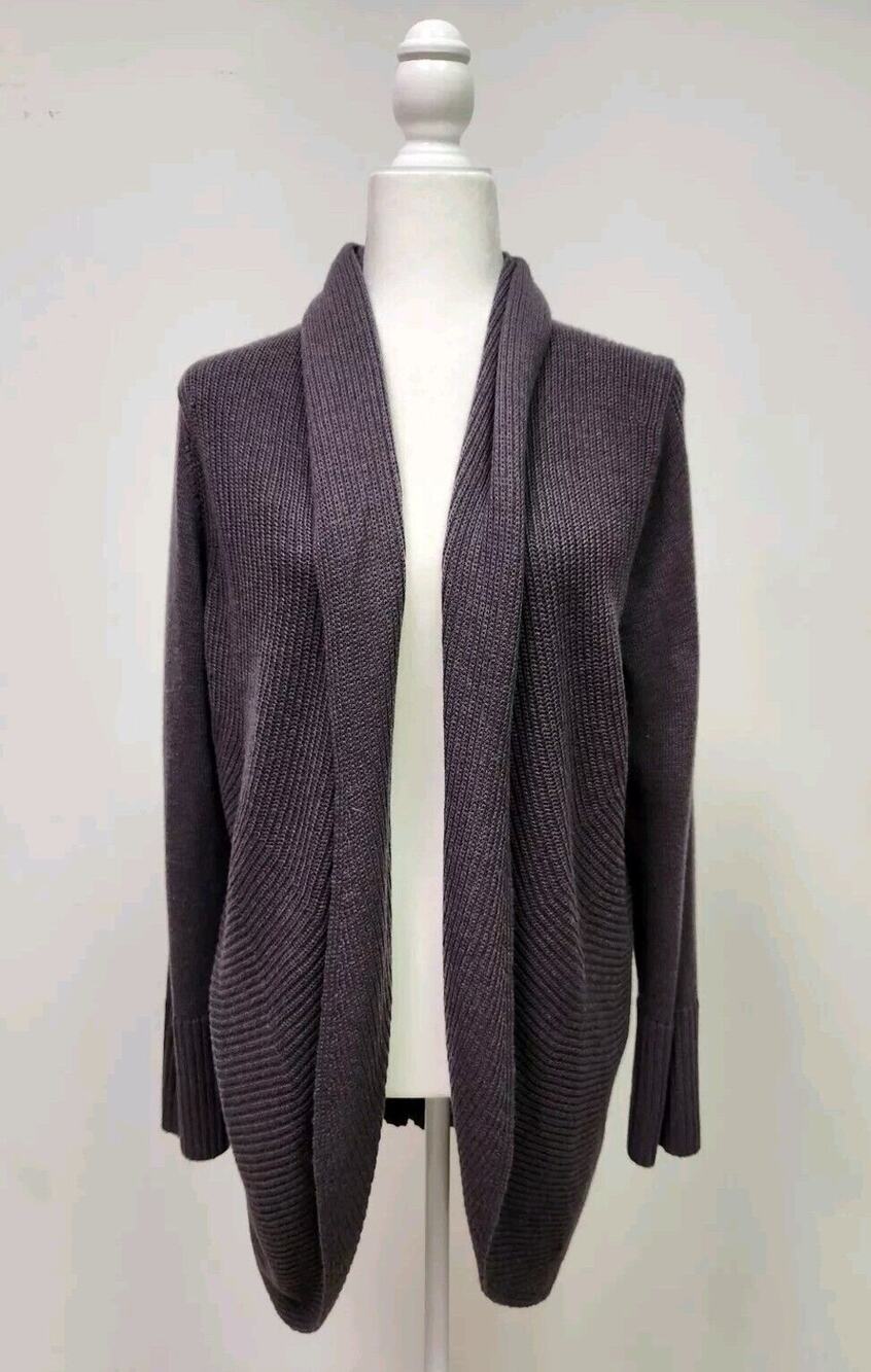 Etcetera Women Chunky Knit Taupe Long Sleeve Open Front Cardigan XL
